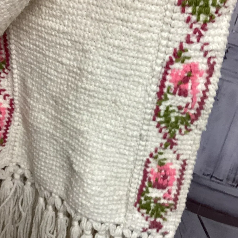 Handmade Bobble Stitch Cross Stitch Afghan Blanket
